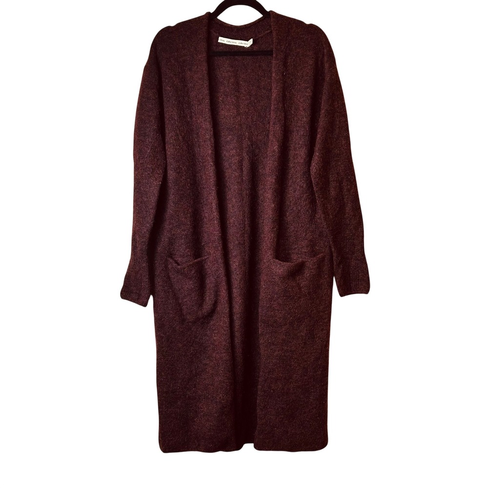 & Other Stories Mohair Alpaca Long Duster Cardigan Sweater Burgundy XS Scandi